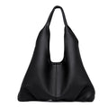 Black leather underarm shoulder bag on a white background