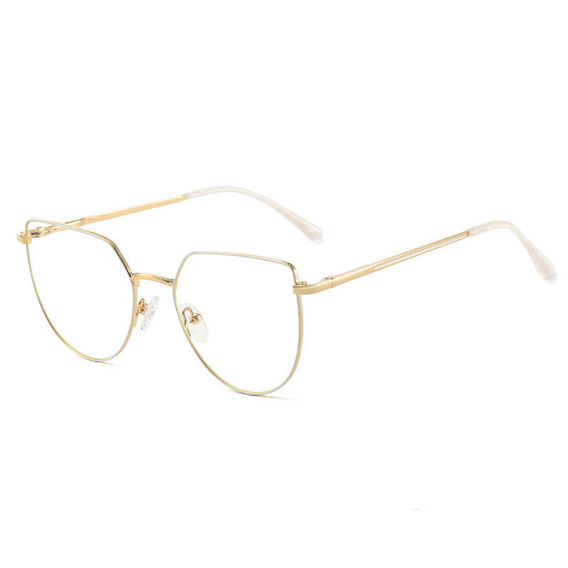 Gold-framed eyeglasses on a white background