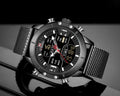 Black mens sport watch with digital and analog display