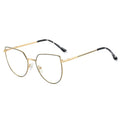 Gold-framed eyeglasses on a white background