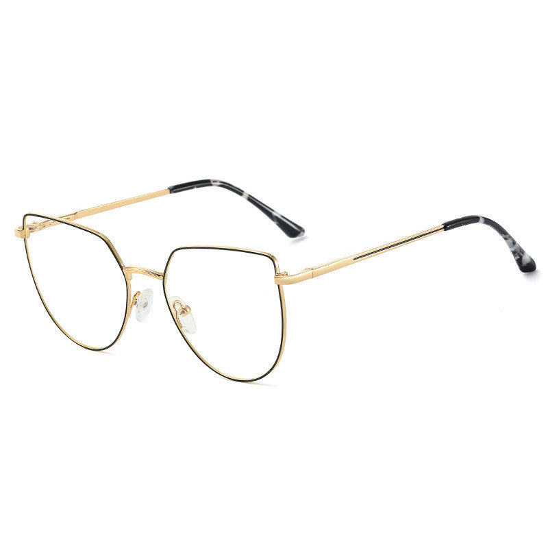 Gold-framed eyeglasses on a white background
