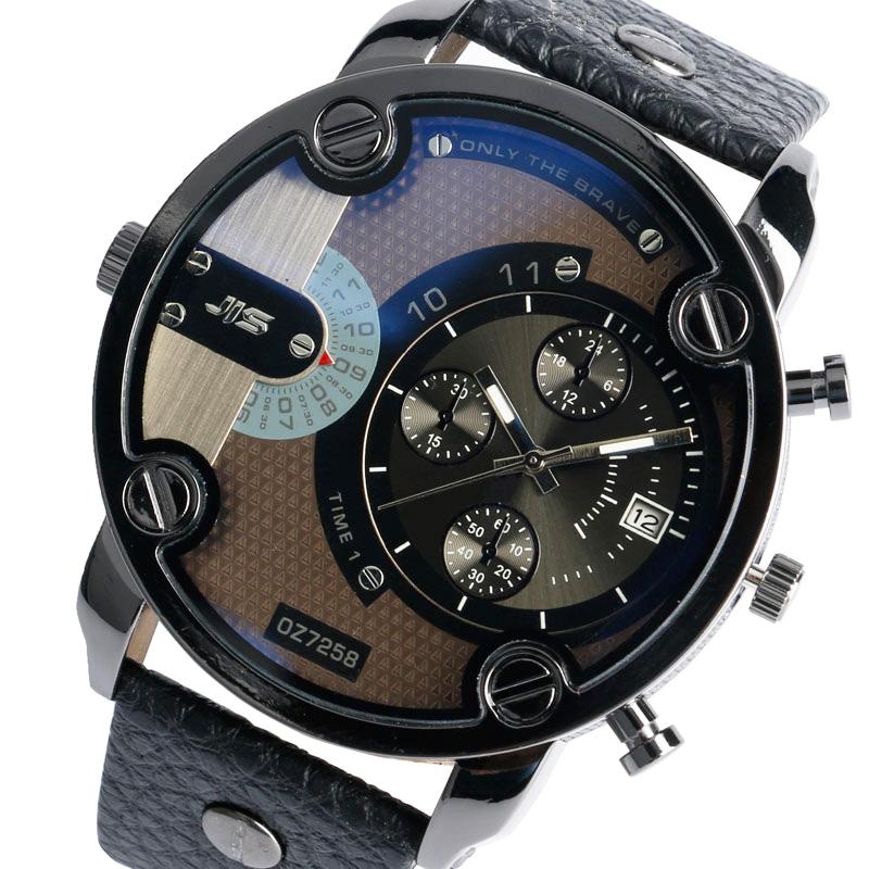 Complex quartz watch with multiple dials and a blue strap