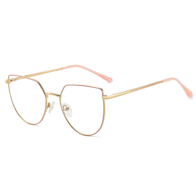 Gold-framed eyeglasses on a white background